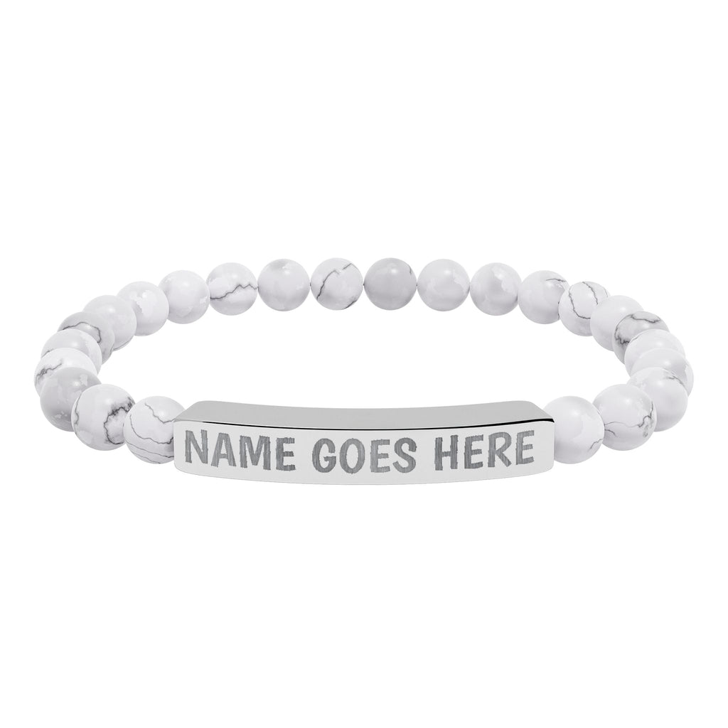 Engraved Natural Stone Stretch Bracelet