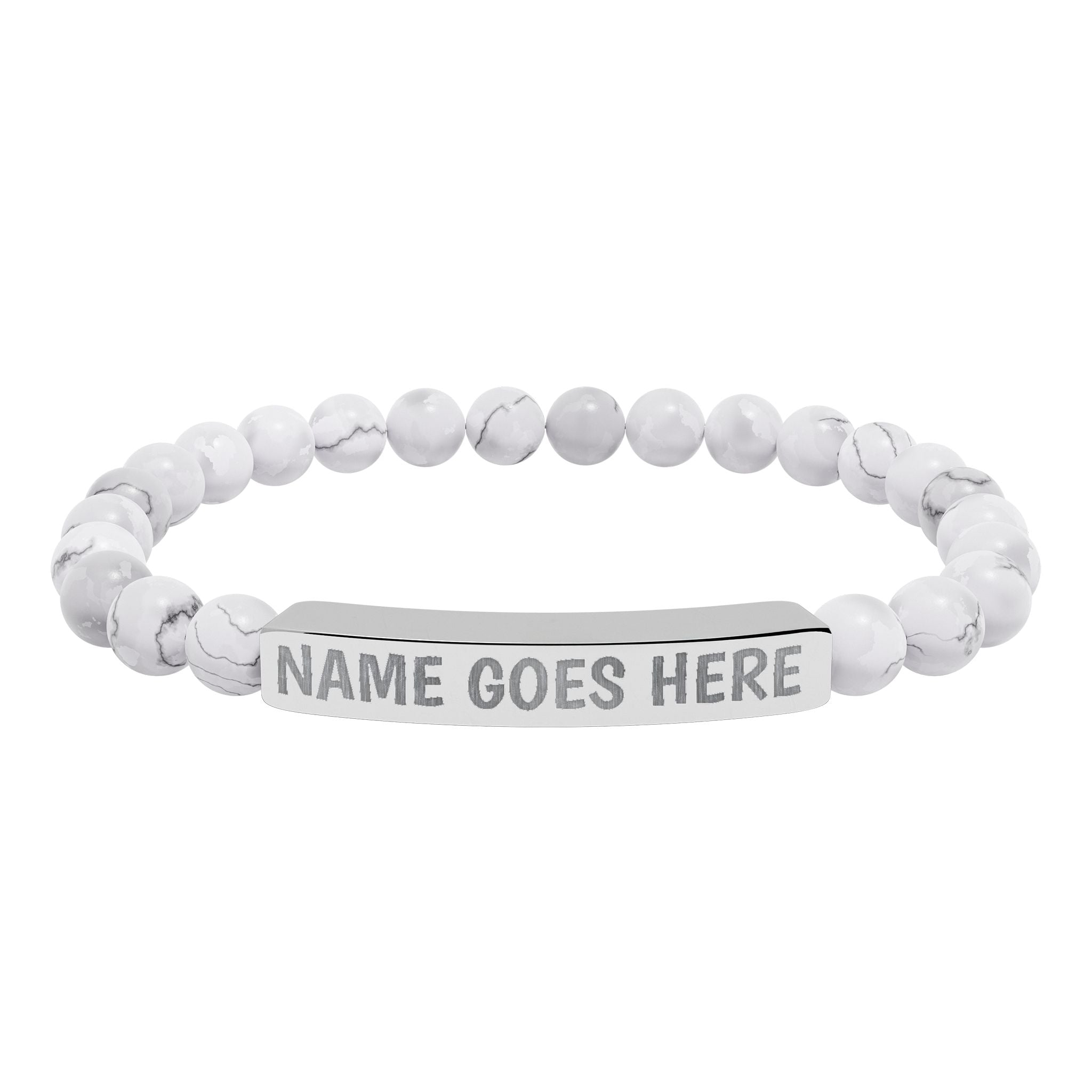 Engraved Natural Stone Stretch Bracelet