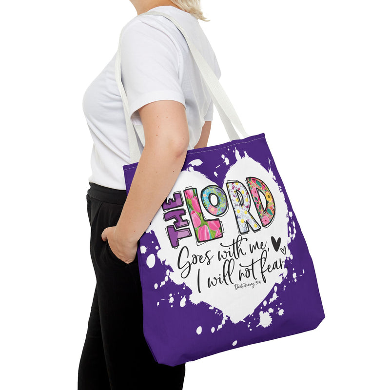 Faith-Inspired Tote Bag | The Lord Goes With Me | Religious Gift, Christian Accessory, Inspirational Bag, Church Tote, Spiritual Shopper