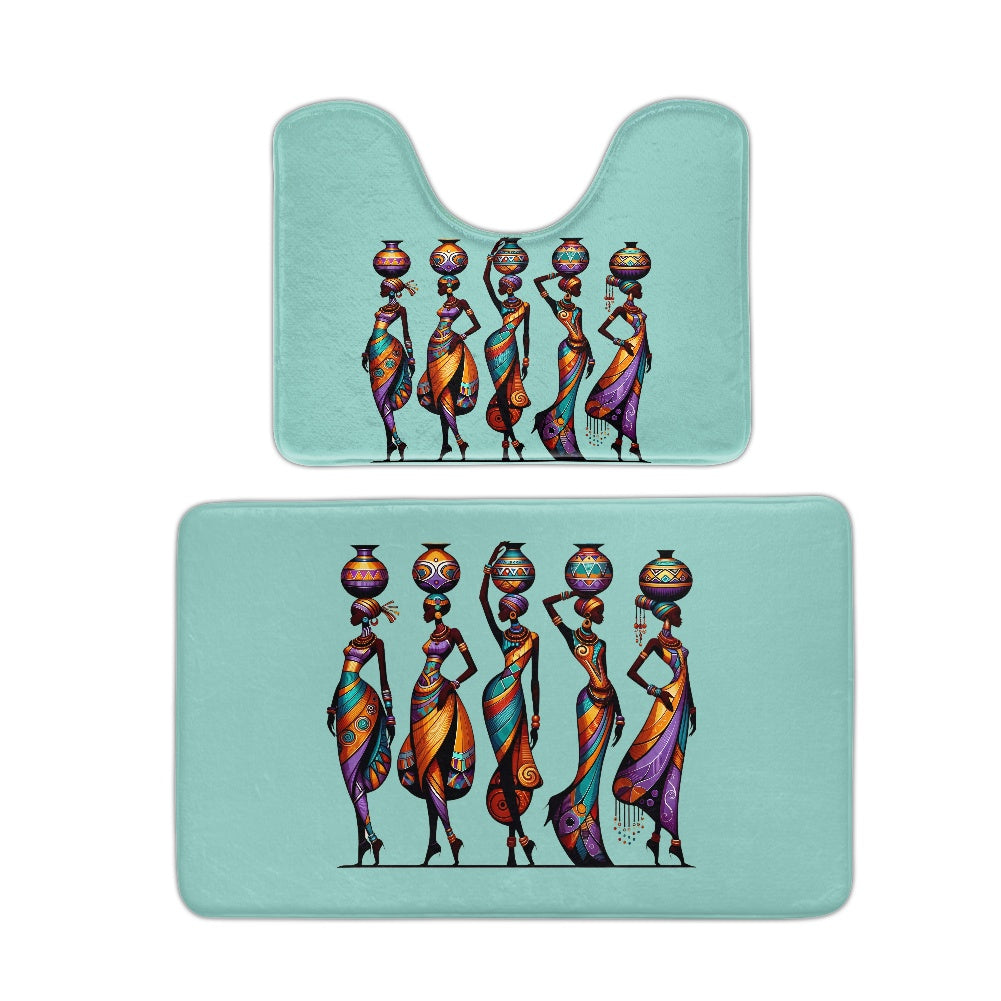 Bathroom Flannel Floor Mat Set