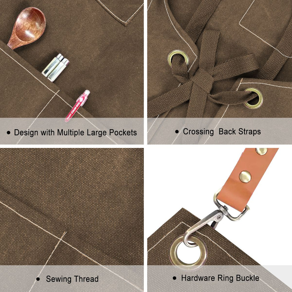 Unisex Canvas Cross Back Apron with Pockets