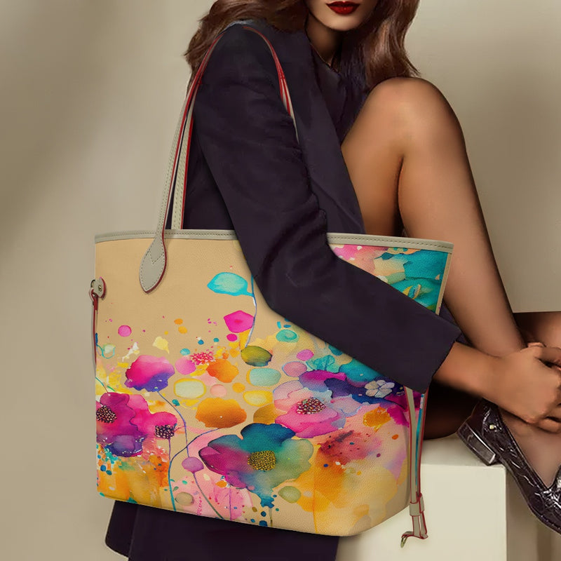 Women PU Leather Handbags, Floral Purse