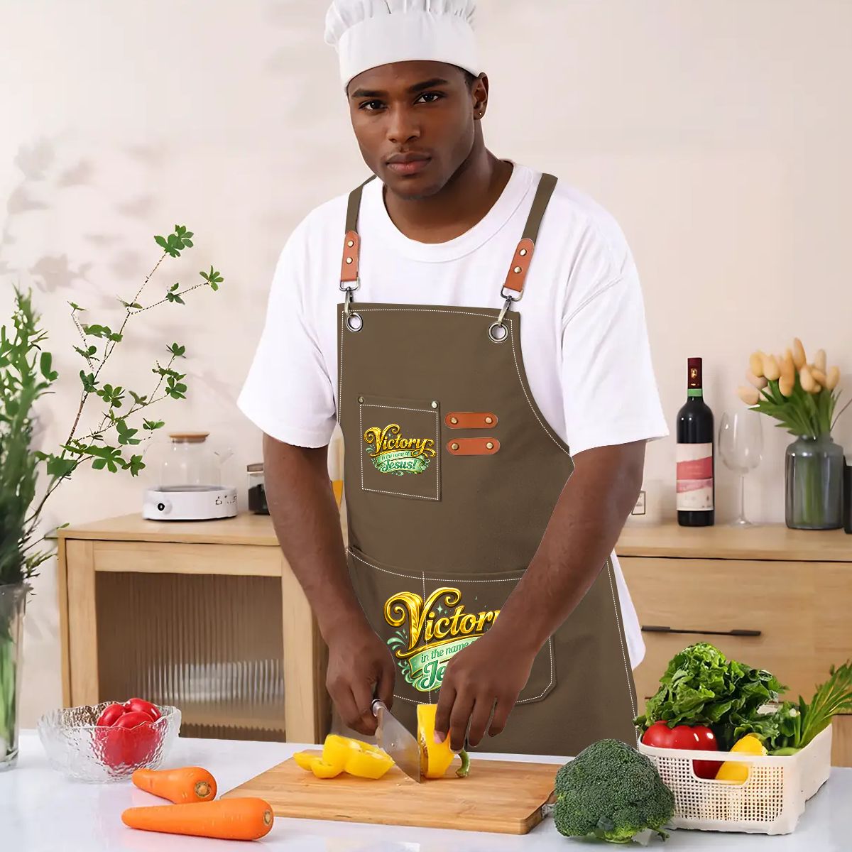 Unisex Canvas Cross Back Apron with Pockets