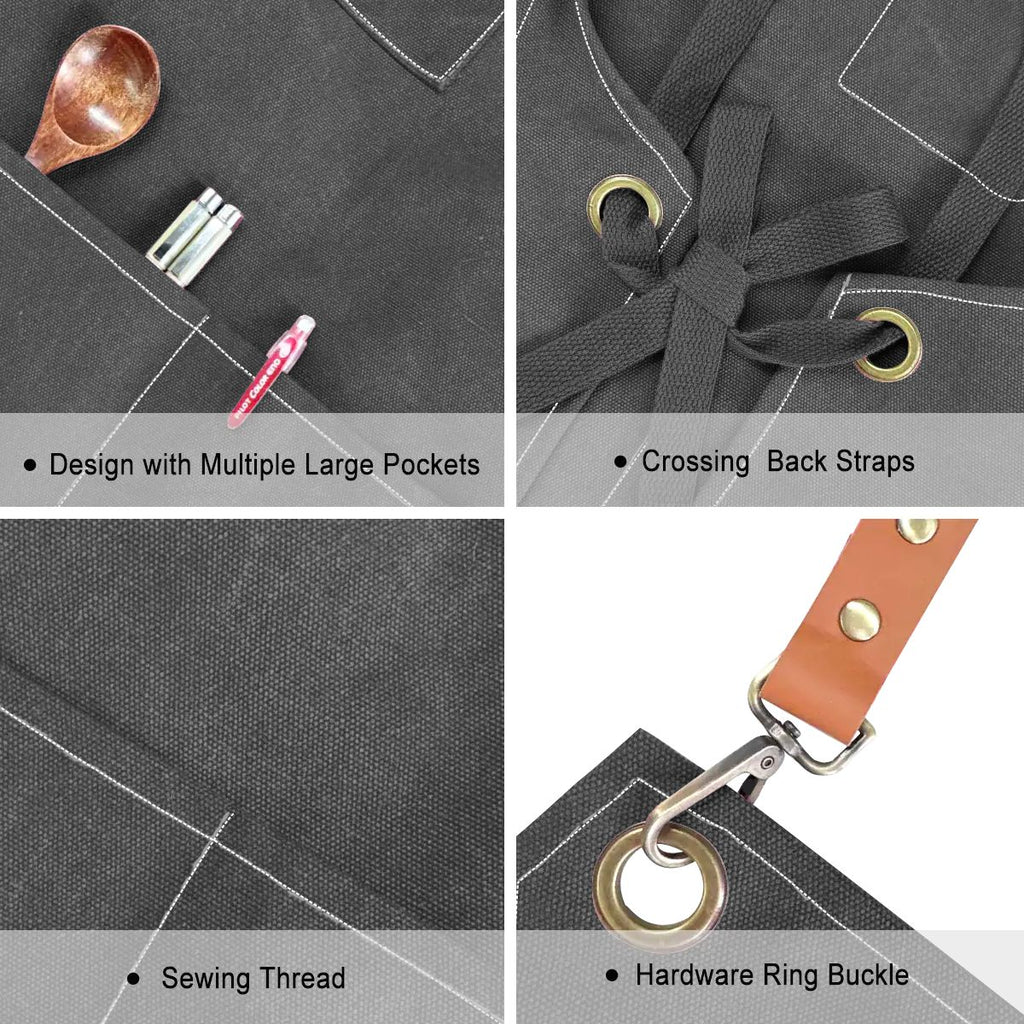 Unisex Canvas Cross Back Apron with Pockets
