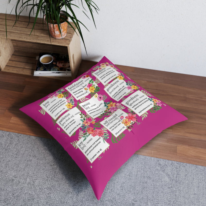 Prayer Pillow, Meditation Pillow, Floor Pillow, Square Pillow, Fruits of the Spirit