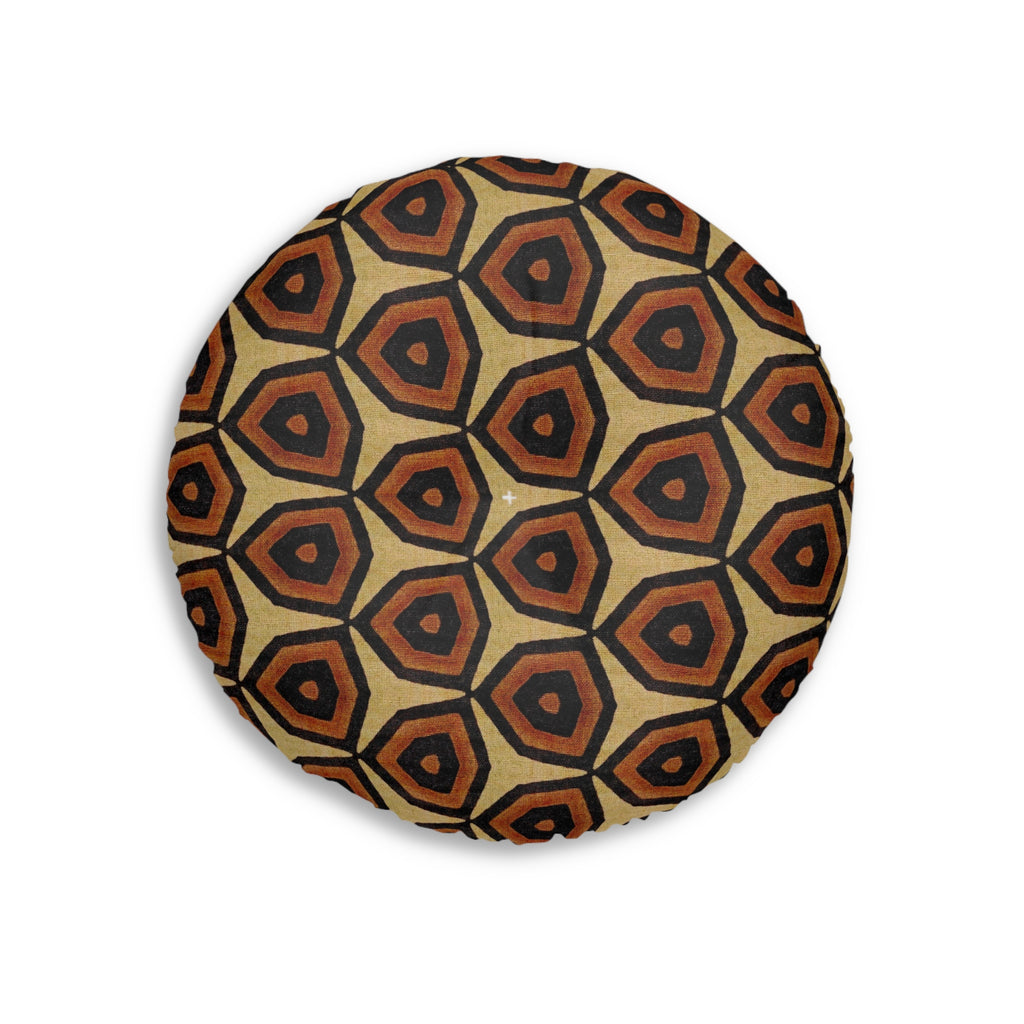 Tufted Floor Pillow, Round Floor Pillow, Reading Pillow, Bogolan African Print Pillow