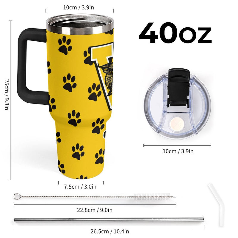 Large capacity car cup 40oz Tumbler with Multi-Color Handle, Wildcat Tumbler, VHS