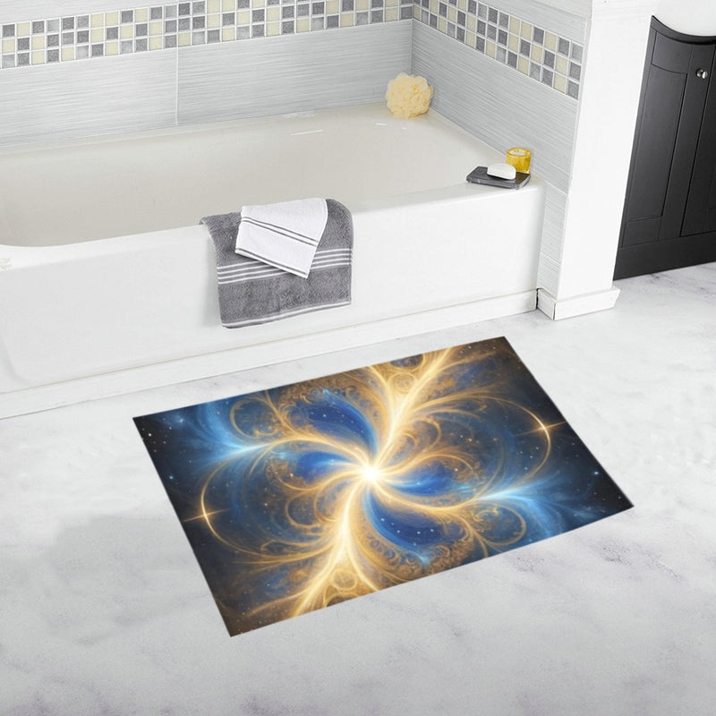 blue and gold pattern Bath Rug 20''x 32''