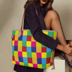 Women PU Leather Handbags, Color Block
