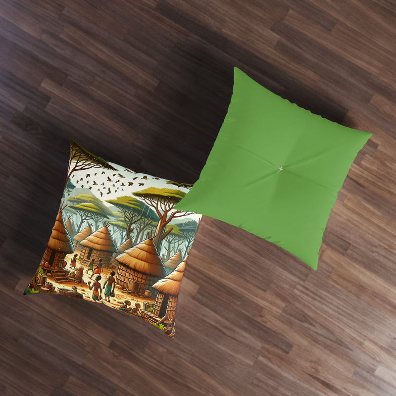 Tufted Floor Pillow, Square, African Print Pillow, African Pillow