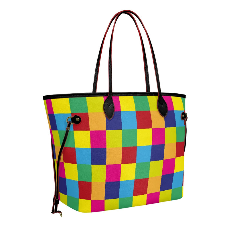 Women PU Leather Handbags, Color Block