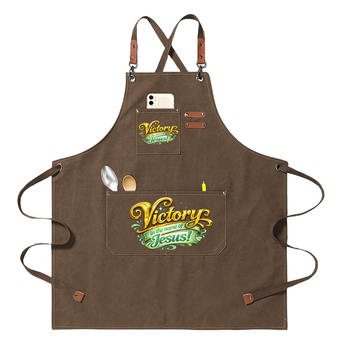 Unisex Canvas Cross Back Apron with Pockets
