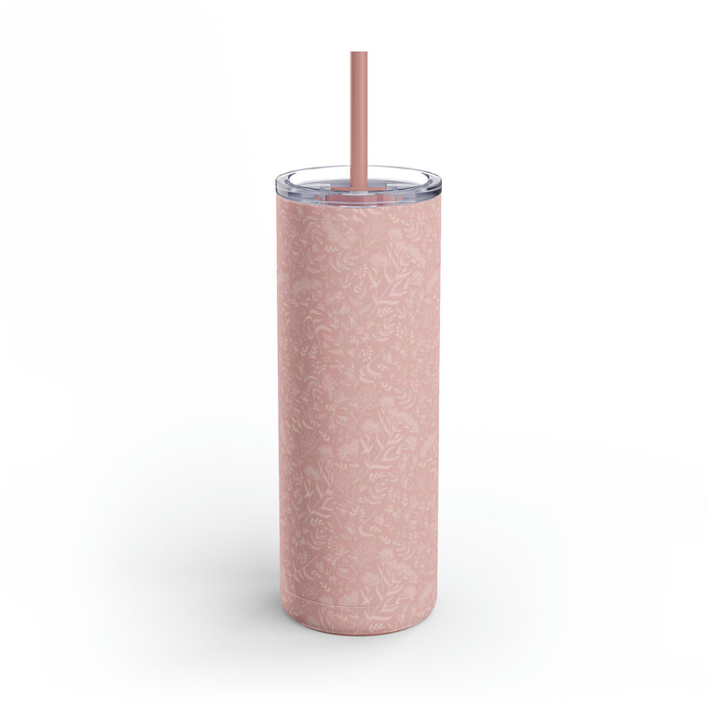 Maars Maker Skinny Matte Tumbler, 20oz, Rose Pink, Flower Tumbler