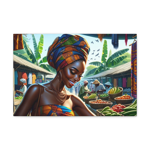 African Marketplace, African Inspired Canvas, Home Decor, Wall Decoration