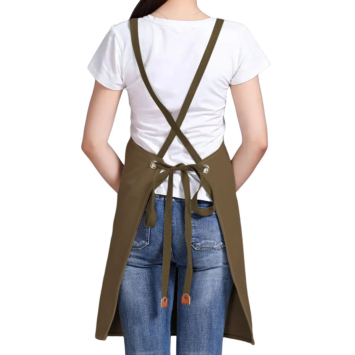 Unisex Canvas Cross Back Apron with Pockets