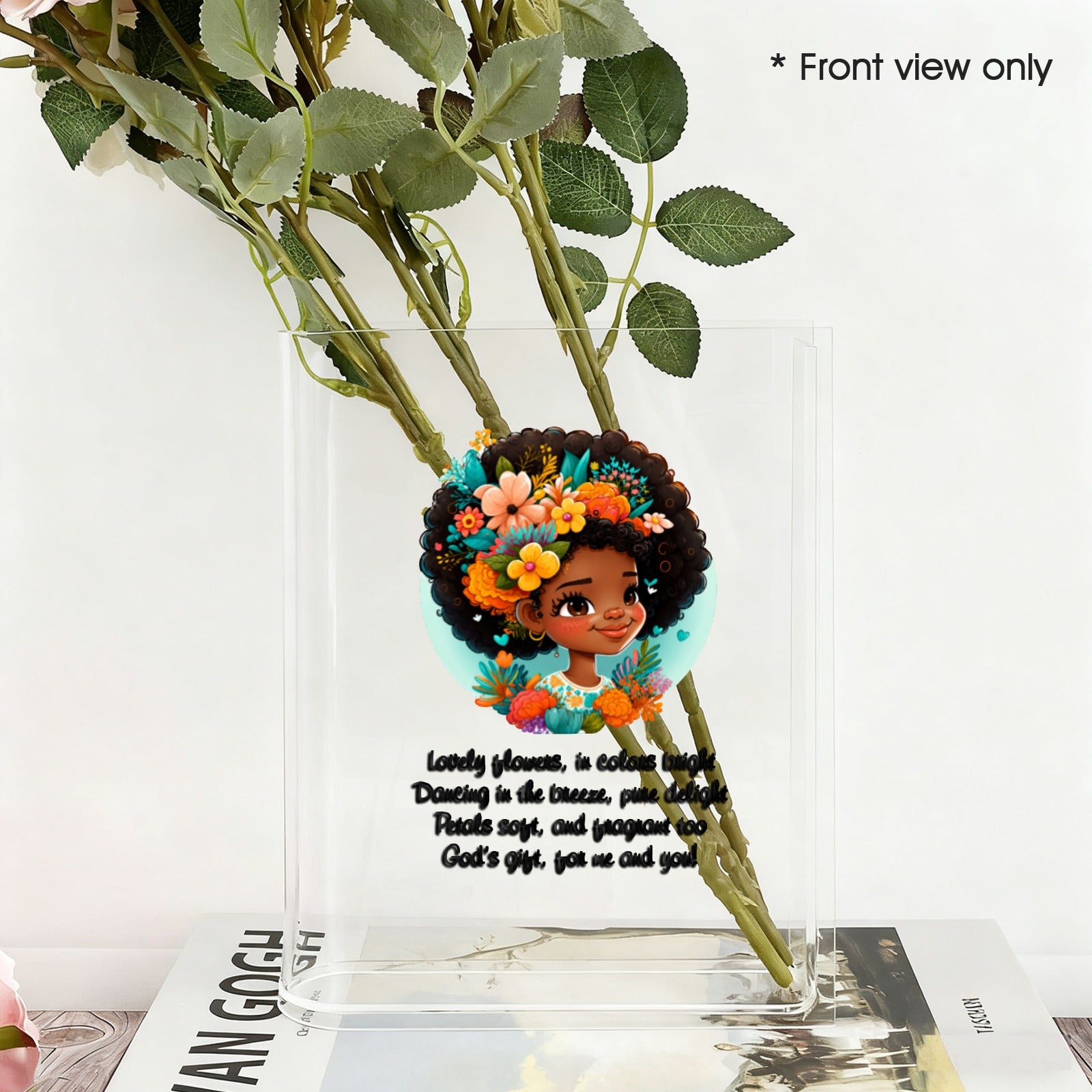flower girl Acrylic Book Shaped Vase (Two-Sided Print)