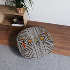 Tufted Floor Pillow, Round Floor Pillow, Reading Pillow, Bogolan African Print Pillow
