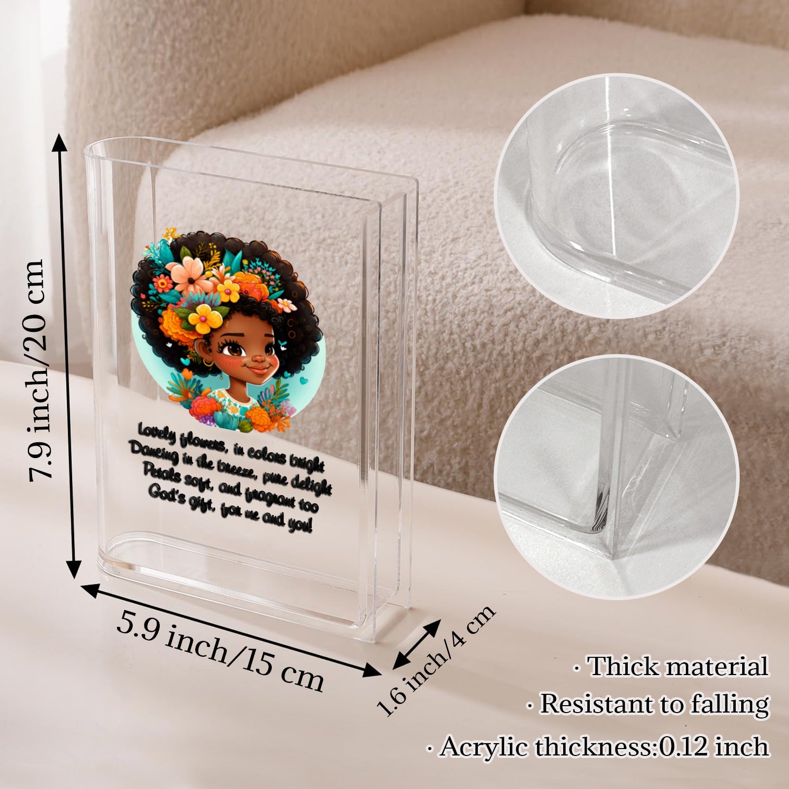 flower girl Acrylic Book Shaped Vase (Two-Sided Print)