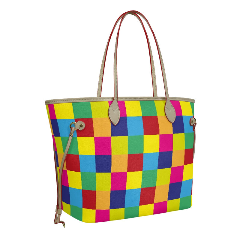 Women PU Leather Handbags, Color Block