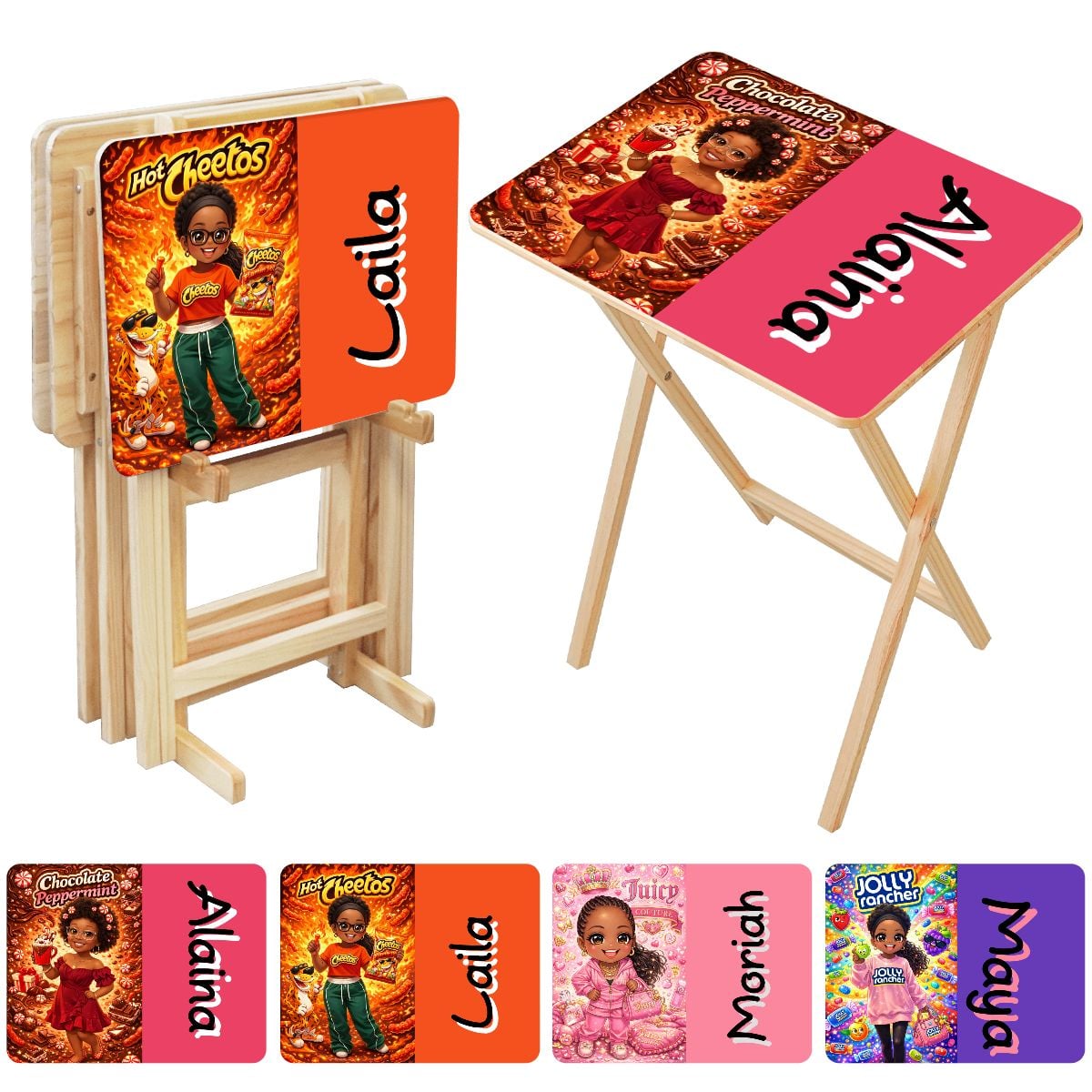 TV Trays with Storage Rack