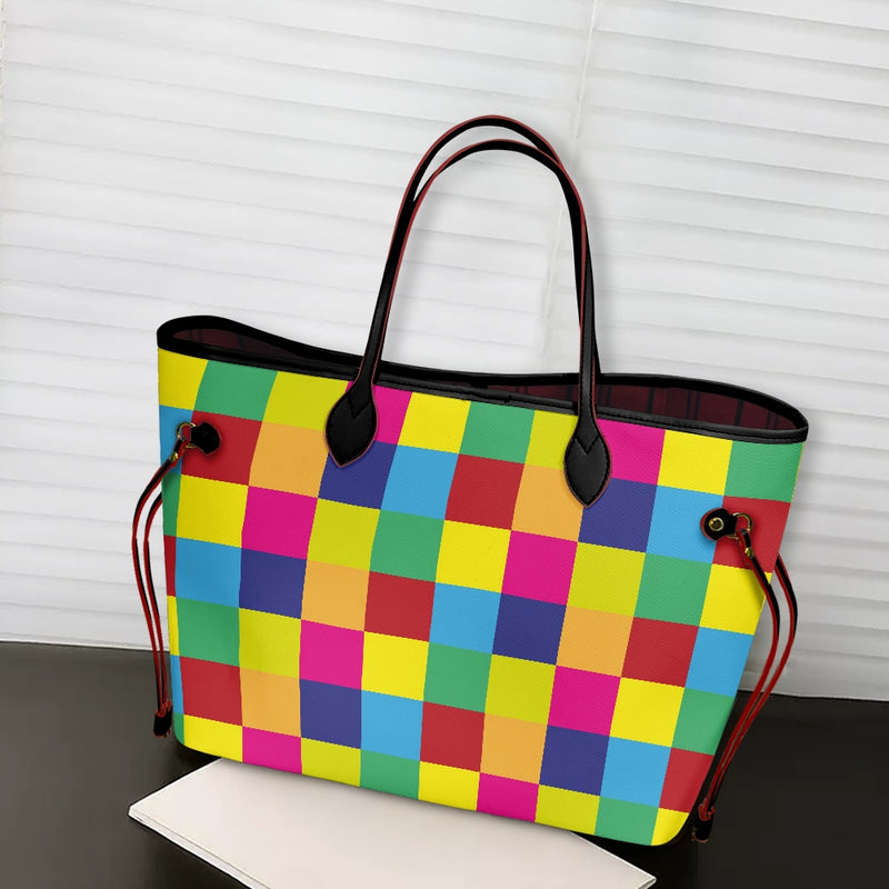 Women PU Leather Handbags, Color Block