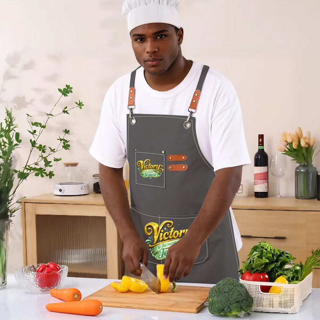 Unisex Canvas Cross Back Apron with Pockets