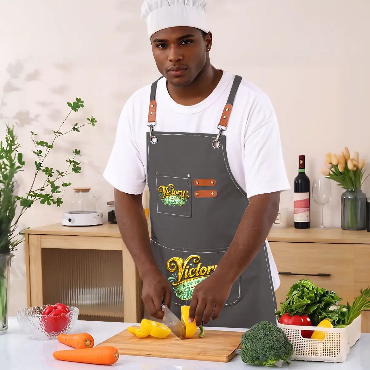 Unisex Canvas Cross Back Apron with Pockets