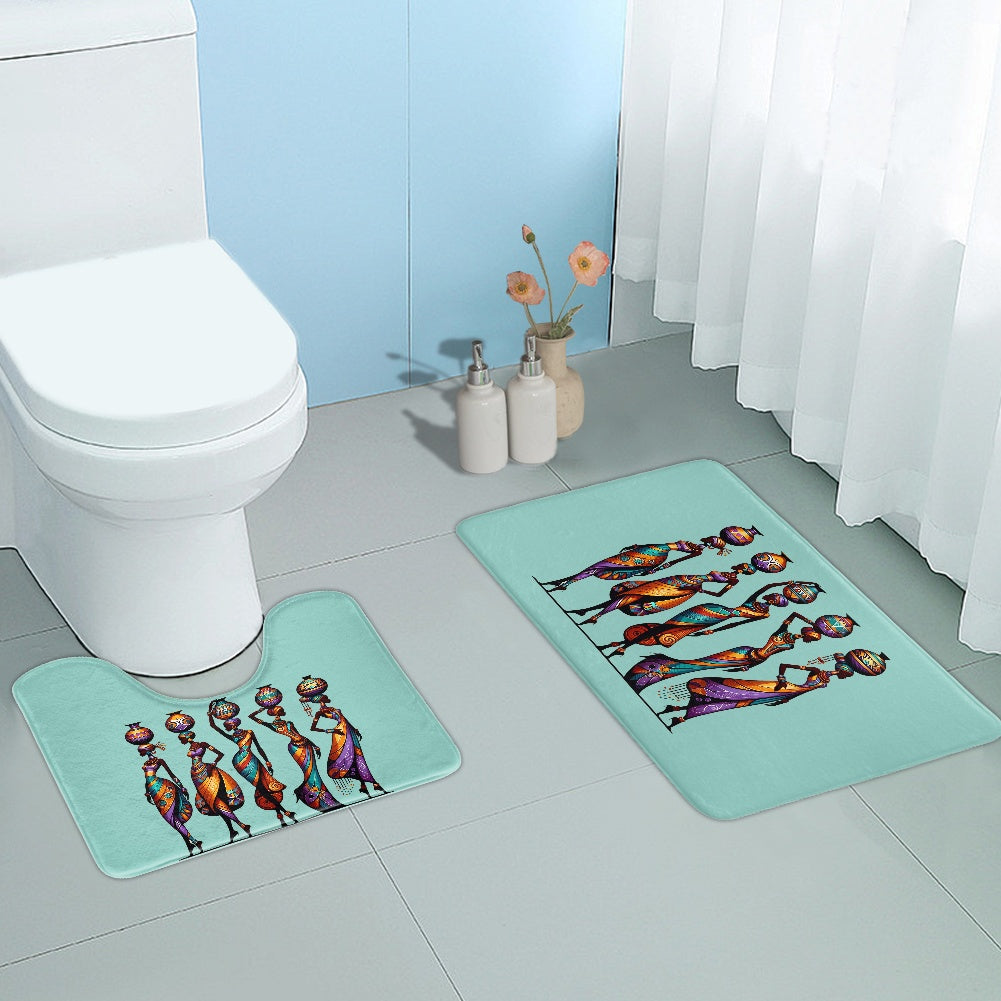 Bathroom Flannel Floor Mat Set