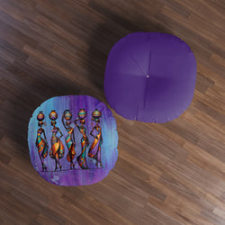 Tufted Floor Pillow, Round Floor Pillow, Reading Pillow, African Print Pillow