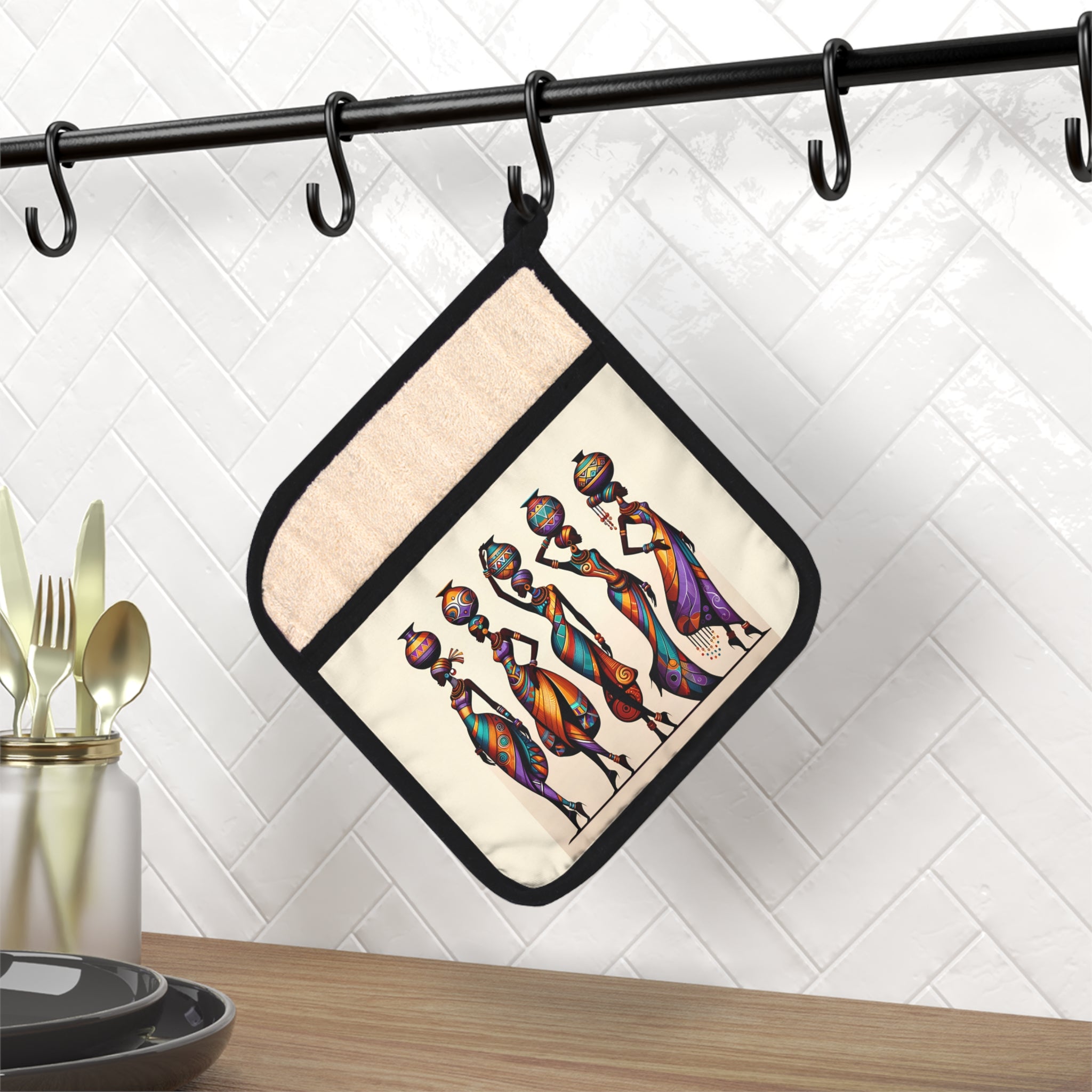 Pot Holder with Pocket, Colorful Pot Holder, African Print