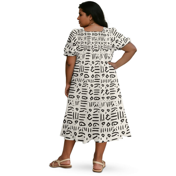 Puff sleeve straight skirt