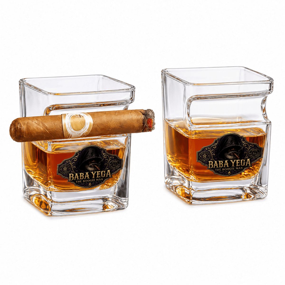 Whiskey Glass with Cigar Holder