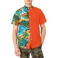 Men's Short Sleeve Shirt with Chest Pocket, Hawaii Print