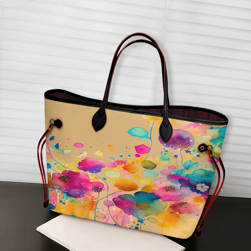 Women PU Leather Handbags, Floral Purse