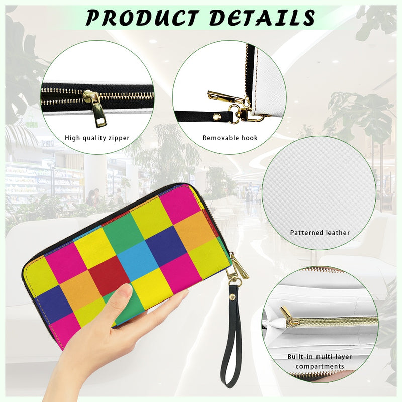 Twill Faux PU Leather clutch bag, Blocks of Color