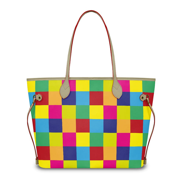 Women PU Leather Handbags, Color Block
