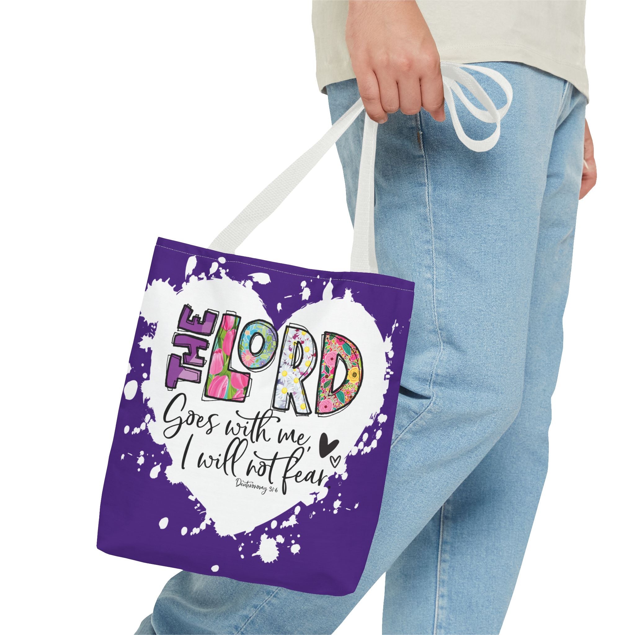 Faith-Inspired Tote Bag | The Lord Goes With Me | Religious Gift, Christian Accessory, Inspirational Bag, Church Tote, Spiritual Shopper