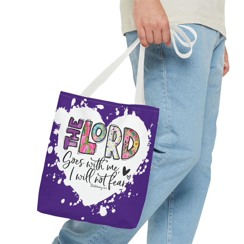 Faith-Inspired Tote Bag | The Lord Goes With Me | Religious Gift, Christian Accessory, Inspirational Bag, Church Tote, Spiritual Shopper