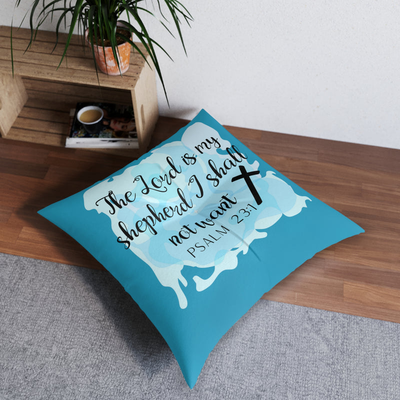 Prayer Pillow, Meditation Pillow, Floor Pillow, Square Pillow, The Lord is my Shepherd