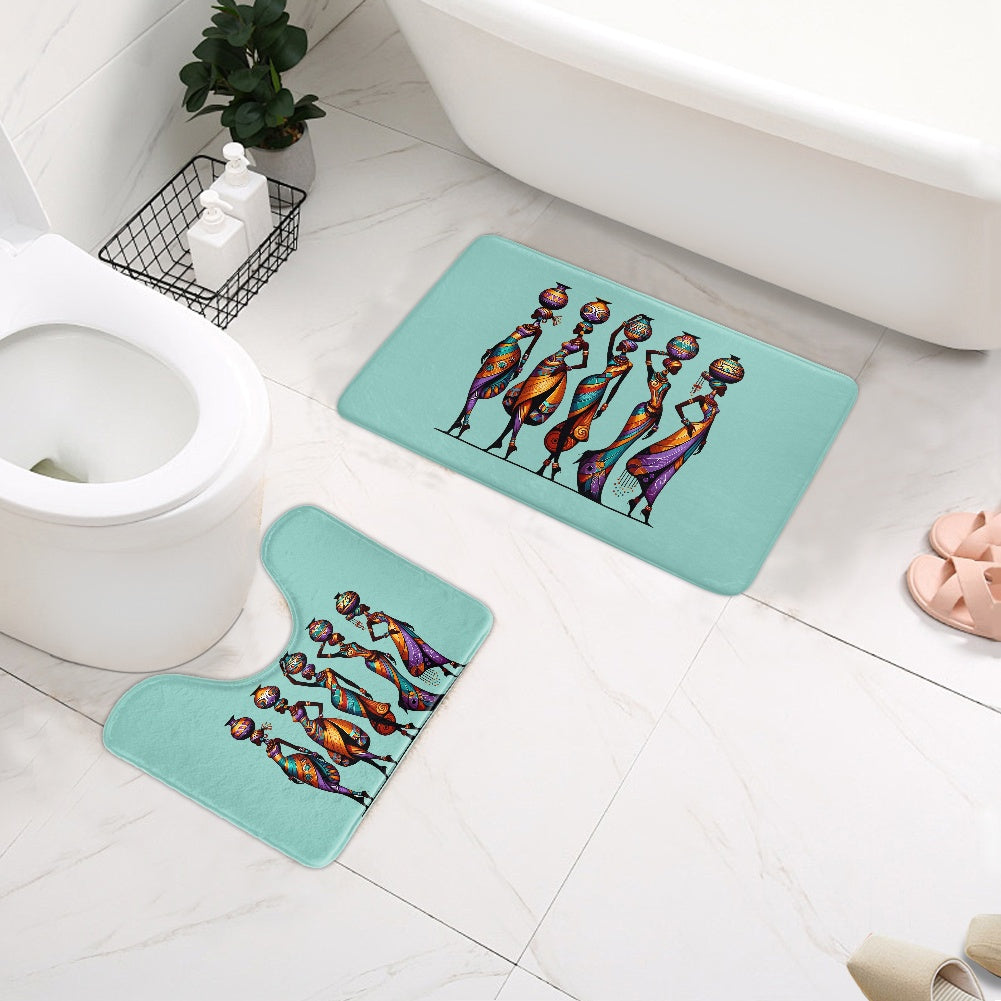 Bathroom Flannel Floor Mat Set