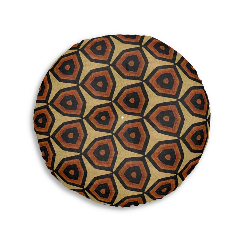 Tufted Floor Pillow, Round Floor Pillow, Reading Pillow, Bogolan African Print Pillow