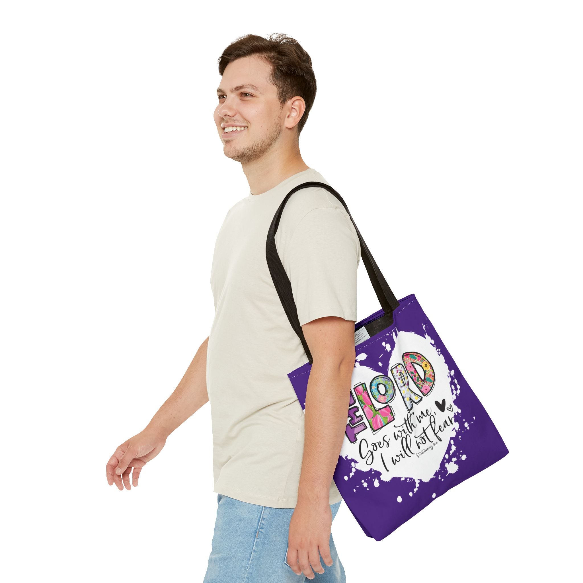 Faith-Inspired Tote Bag | The Lord Goes With Me | Religious Gift, Christian Accessory, Inspirational Bag, Church Tote, Spiritual Shopper