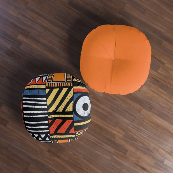 Floor Pillow, Tufted Round Floor Pillow, Reading Pillow, African Print Pillow