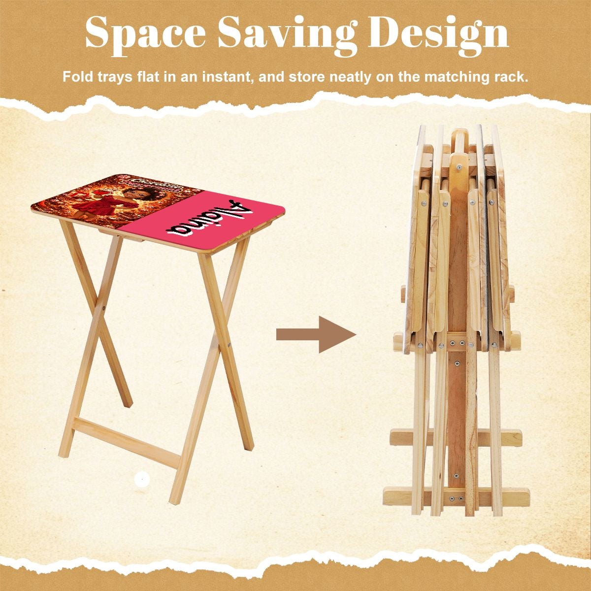 TV Trays with Storage Rack