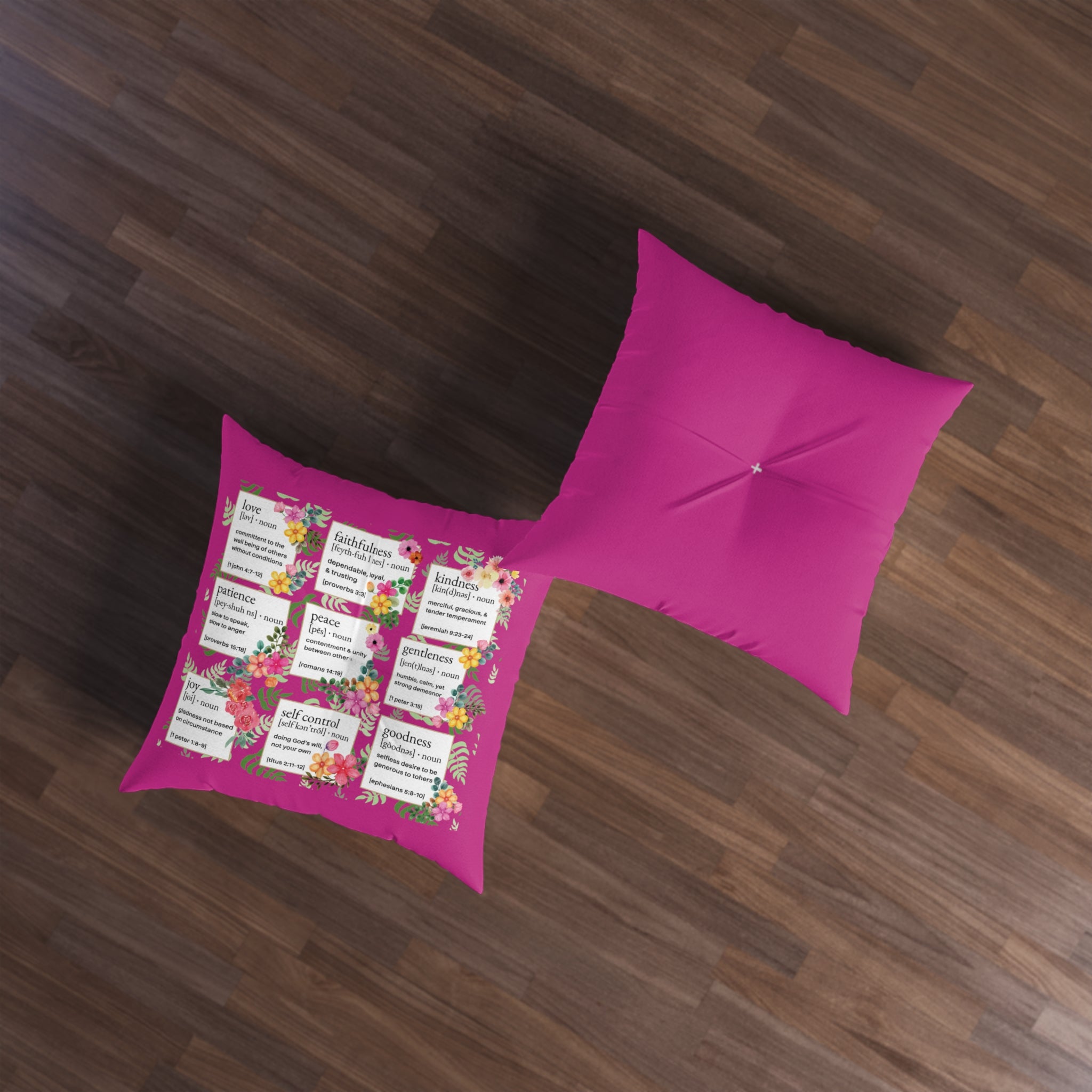 Prayer Pillow, Meditation Pillow, Floor Pillow, Square Pillow, Fruits of the Spirit