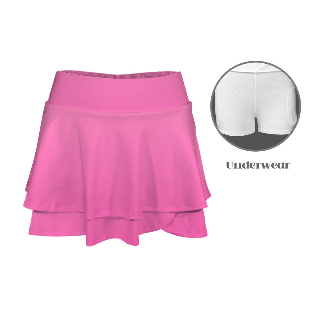 High Waist Layered Ruffle Pockets Sports Skirt
