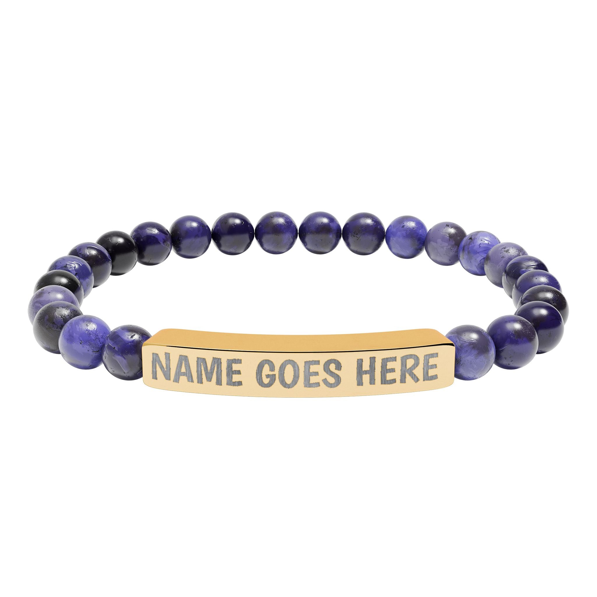 Engraved Natural Stone Stretch Bracelet