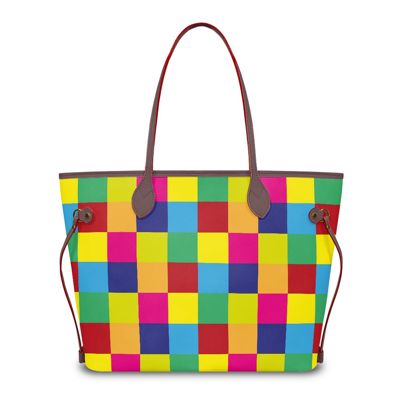 Women PU Leather Handbags, Color Block