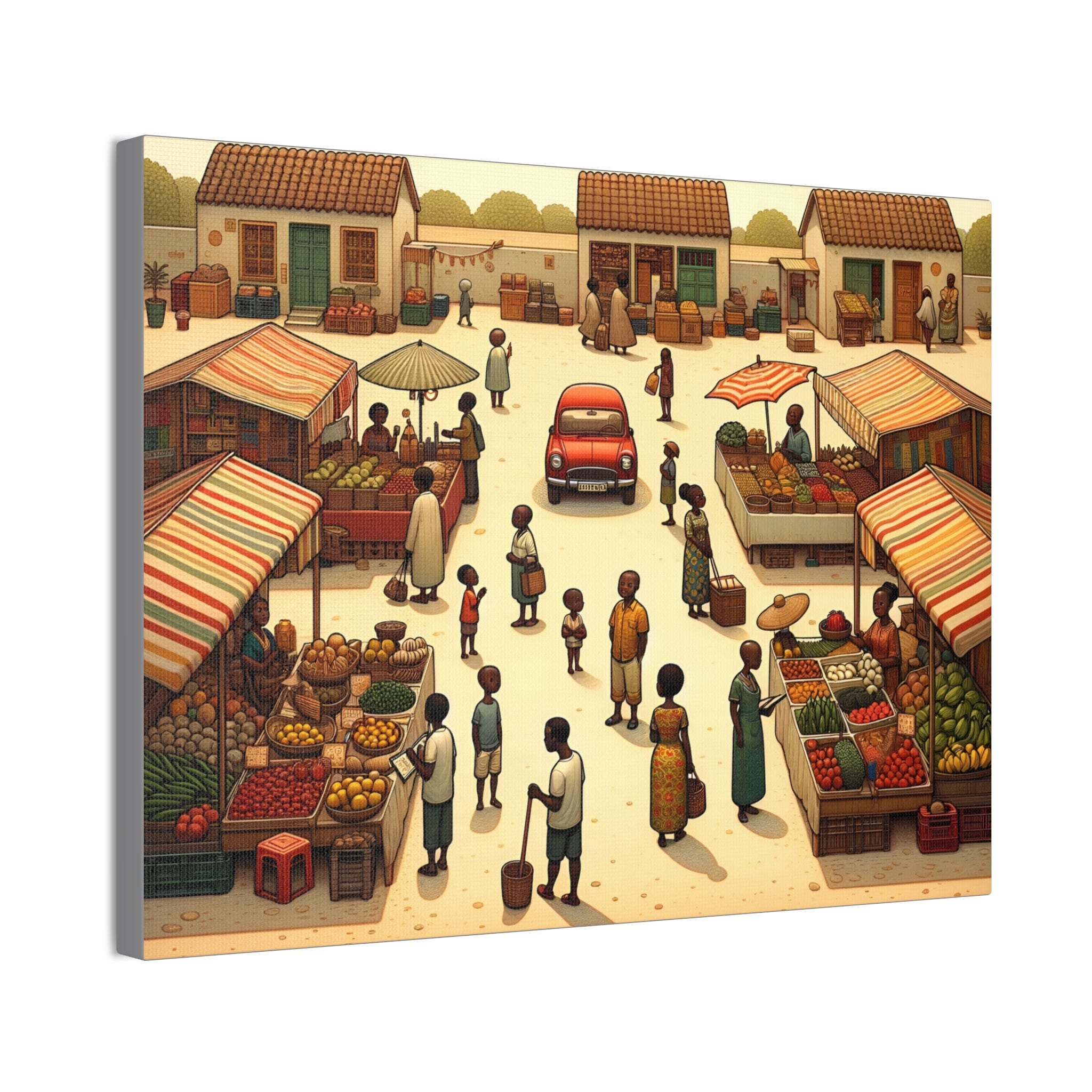 Market Scene Canvas Art Print, Colorful Home Decor, Cultural Wall Art, Gift for Art Lovers, Unique Living Room Decoration