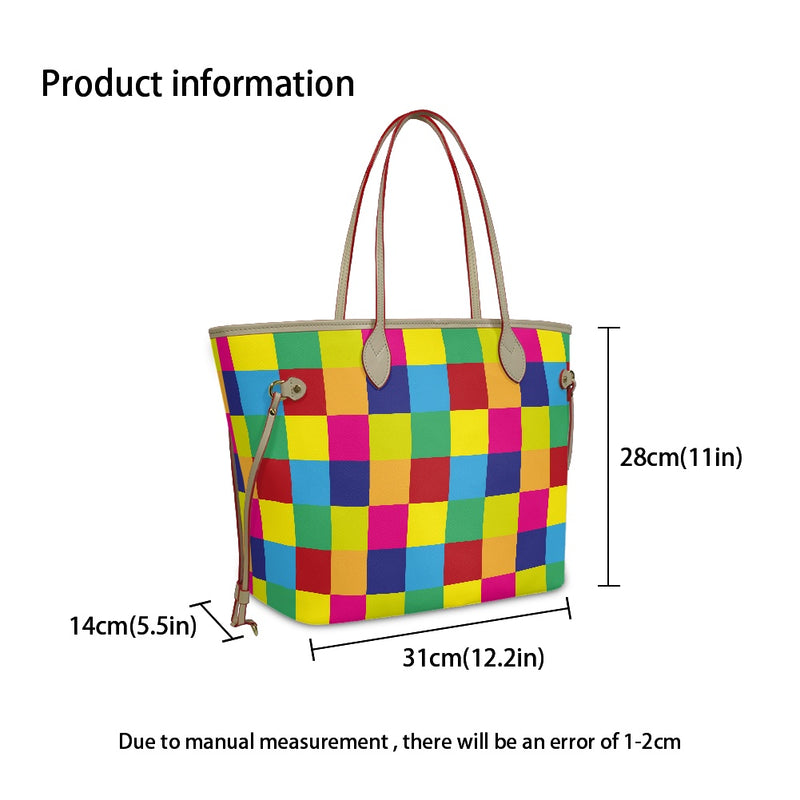 Women PU Leather Handbags, Color Block